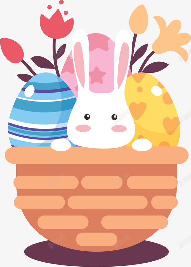 可爱复活节彩蛋兔子png免抠素材_新图网 https://ixintu.com Easter Happy 复活节 复活节快乐 彩蛋 彩蛋兔子 花朵