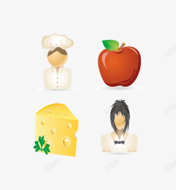卡通人物png免抠素材_新图网 https://ixintu.com 人物 奶酪 苹果 饮食