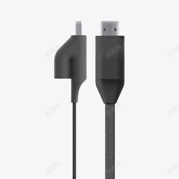 黑色数据线png免抠素材_新图网 https://ixintu.com 充电线 电子品 黑色