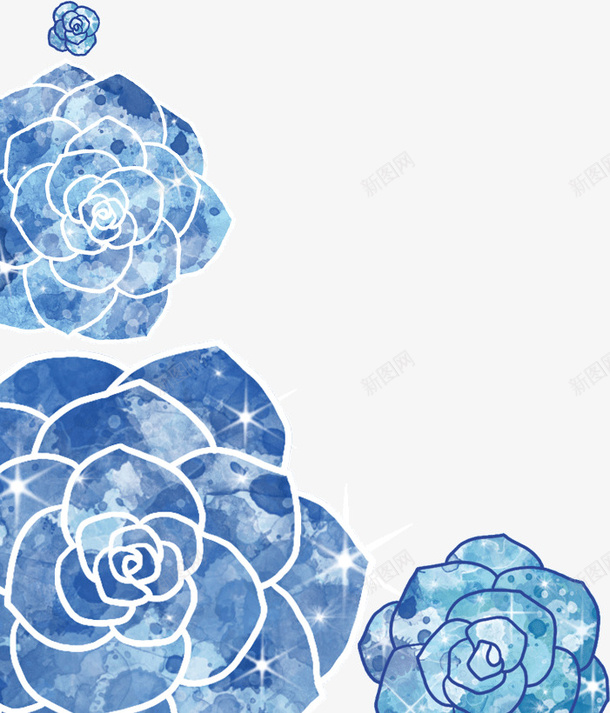 蓝色花朵背景图png免抠素材_新图网 https://ixintu.com 背景 花朵 蓝色