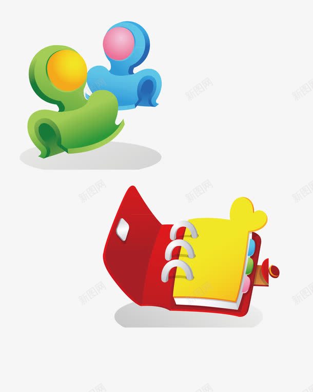 卡通夹子矢量图ai免抠素材_新图网 https://ixintu.com 夹子 笔记本 绿色 蓝色 矢量图