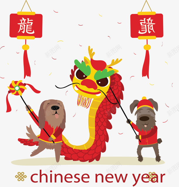 中国风舞龙狗狗海报矢量图ai免抠素材_新图网 https://ixintu.com 中国风 狗年 矢量png 舞龙 舞龙狗狗 矢量图