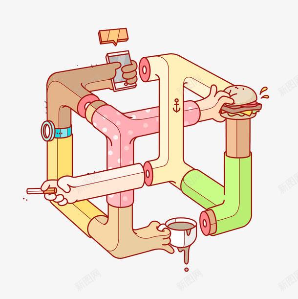 创意水管png免抠素材_新图网 https://ixintu.com 创意元素 卡通 手绘 水管 食物