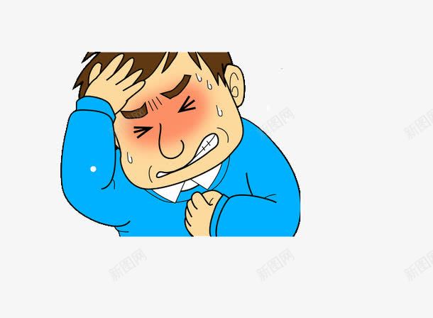 头痛的内心受不了png免抠素材_新图网 https://ixintu.com 发烧 头疼 生病 难受