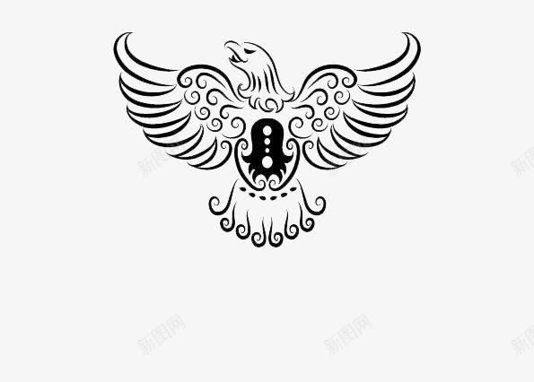 老鹰标志png免抠素材_新图网 https://ixintu.com 手绘 老鹰 黑白