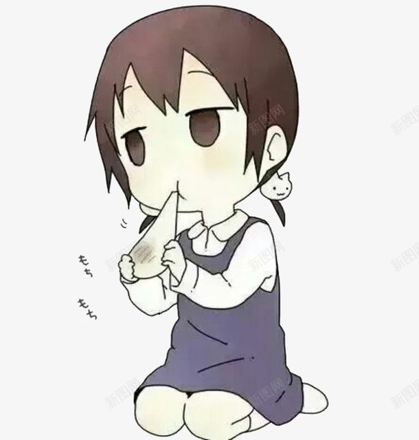 发呆女孩png免抠素材_新图网 https://ixintu.com 卡通 发呆 女孩 无聊