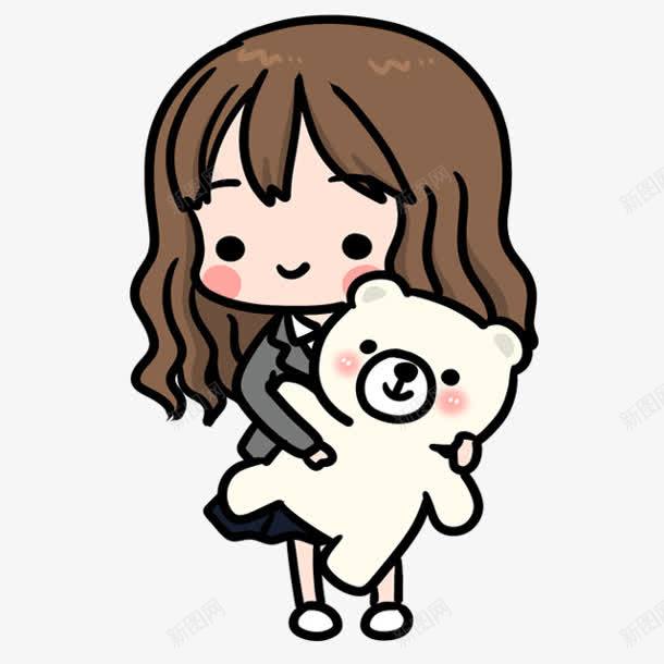 抱着熊的女孩png免抠素材_新图网 https://ixintu.com 女孩 抱着
