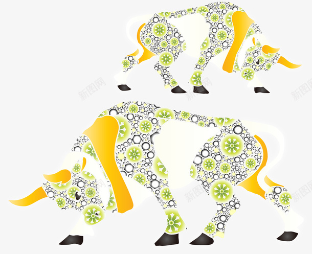 梦幻动物之大牛插画矢量图eps免抠素材_新图网 https://ixintu.com 动物 动物矢量 插画 梦幻 矢量插画 矢量图