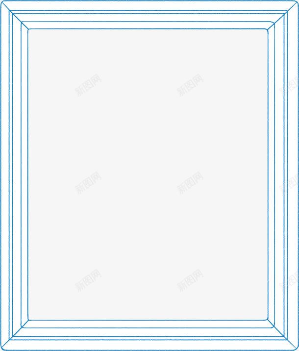 蓝色卡通手绘简约边框png免抠素材_新图网 https://ixintu.com 卡通 简约 蓝色 边框