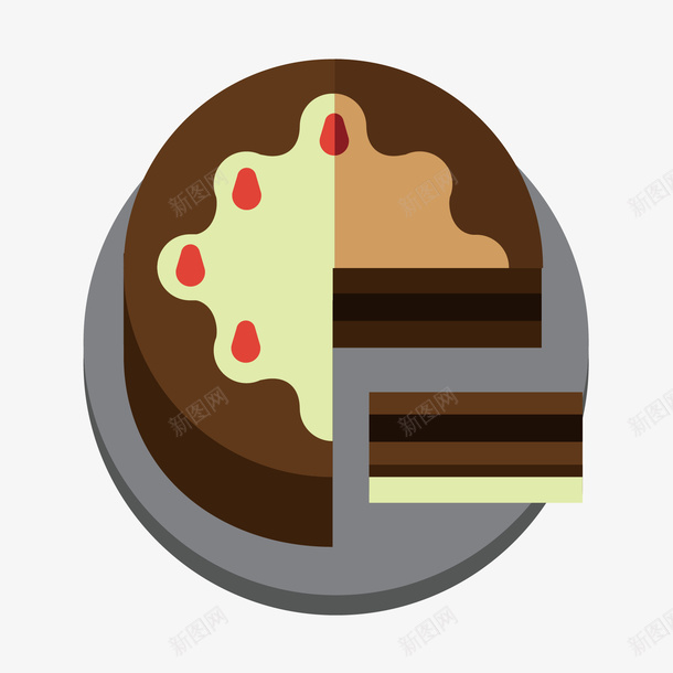 美味蛋糕矢量图ai免抠素材_新图网 https://ixintu.com 巧克力奶油蛋糕 点心 食物 矢量图