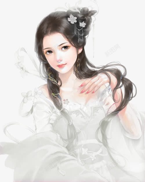手绘恋夕白衣png免抠素材_新图网 https://ixintu.com 手绘 白衣