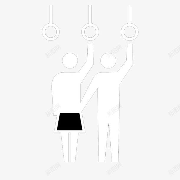卡通小人挤公交png免抠素材_新图网 https://ixintu.com 出行 坐公交 拉手 挤公交 男女情侣 等公交