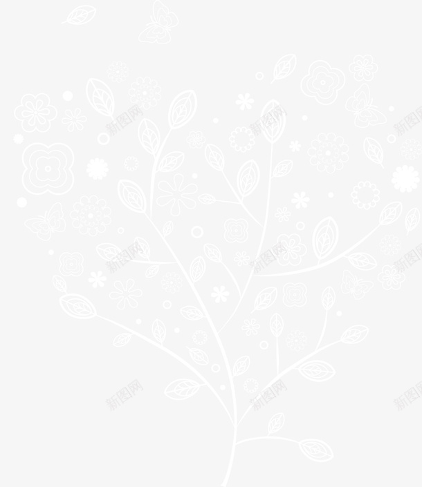 手绘白色树木png免抠素材_新图网 https://ixintu.com 叶子 手绘 树 白色