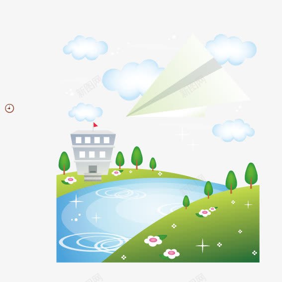 河流上的纸飞机矢量图ai免抠素材_新图网 https://ixintu.com 河水 河流 红旗 飞机 矢量图