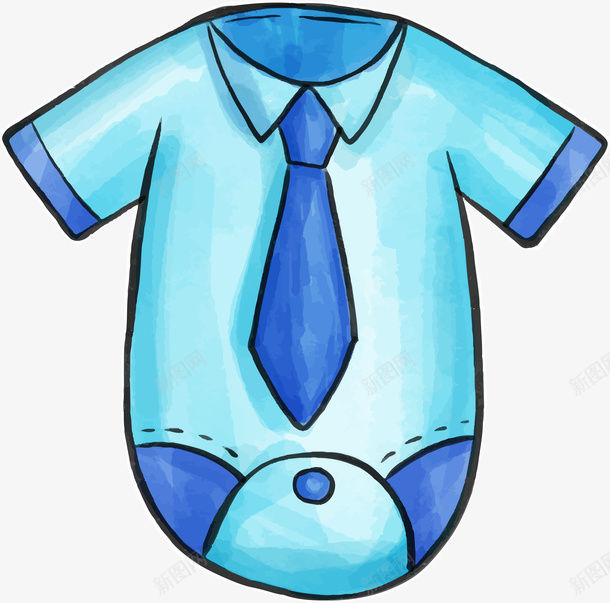 蓝色卡通婴儿连体衣png免抠素材_新图网 https://ixintu.com 儿童手绘 卡通 水彩笔 矢量图案 蓝色 衣服 连体衣