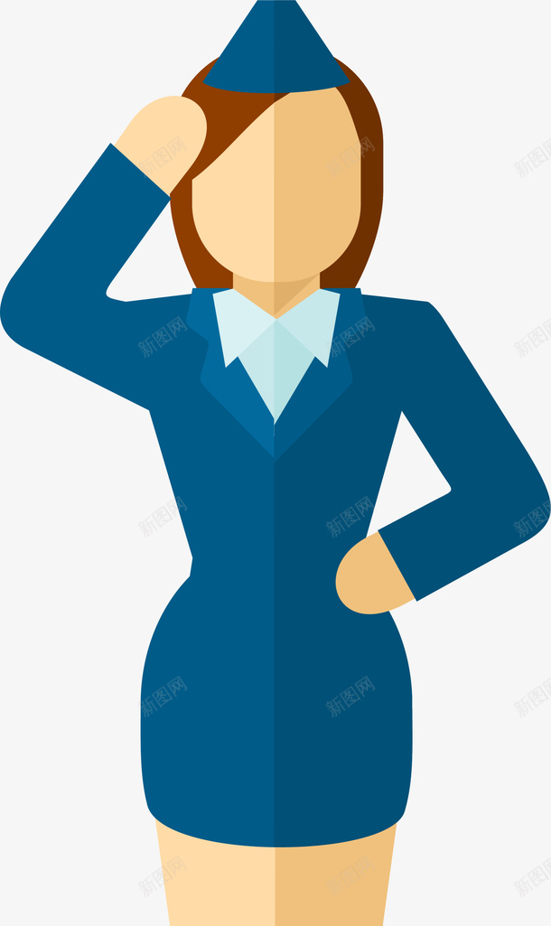 敬礼的空姐人物插画png免抠素材_新图网 https://ixintu.com 人物插画 敬礼的空姐 空姐插画 美丽女人 蓝色制服 蓝色帽子