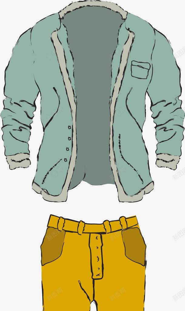 手绘男士套装png免抠素材_新图网 https://ixintu.com 手绘 男士套装 针织衫