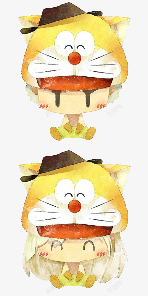 水彩头套png免抠素材_新图网 https://ixintu.com 卡通 头套 手绘 水彩 男生