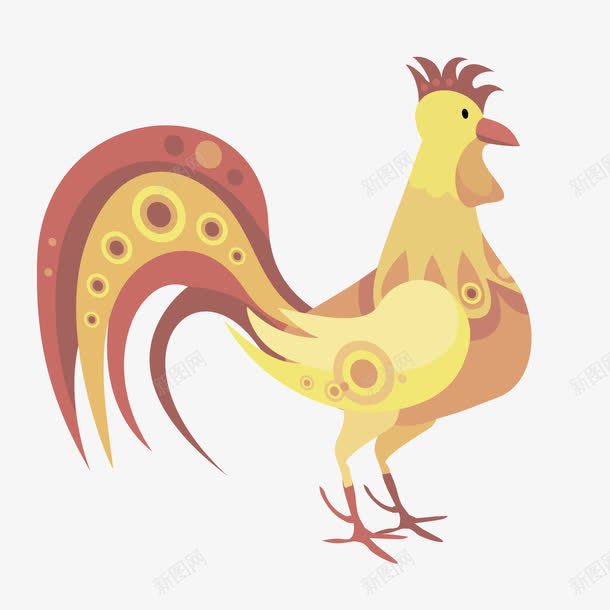 红色扁平卡通大公鸡png免抠素材_新图网 https://ixintu.com 卡通 大公鸡 扁平 红色