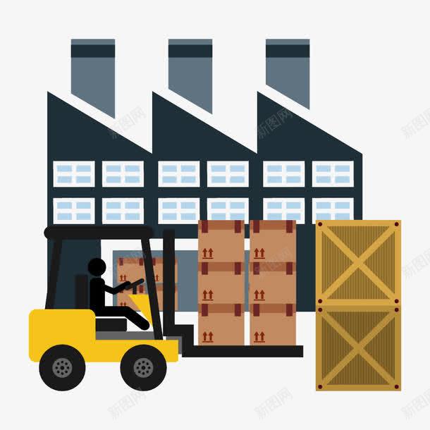 叉车运货png免抠素材_新图网 https://ixintu.com 卡通 叉车 运货