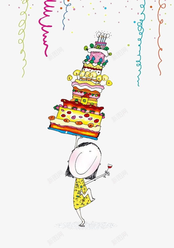生日蛋糕手绘psd免抠素材_新图网 https://ixintu.com 生日素材 生日蛋糕 蛋糕