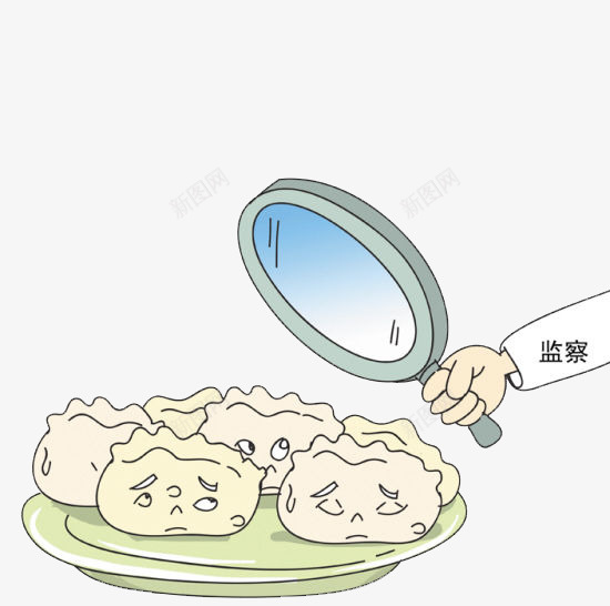 放大镜下的馄饨png免抠素材_新图网 https://ixintu.com 创意 卡通 卡通馄饨 可口 可爱 手绘 放大镜 盘子 美味