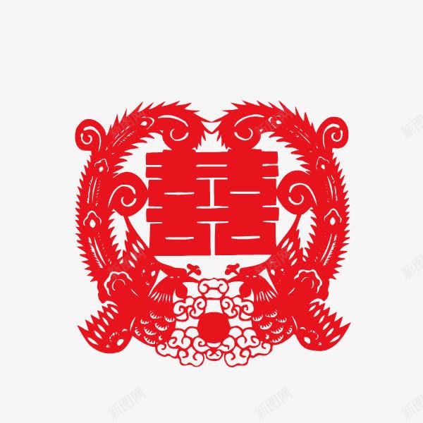喜字双喜剪纸png免抠素材_新图网 https://ixintu.com 剪纸 双喜 喜字