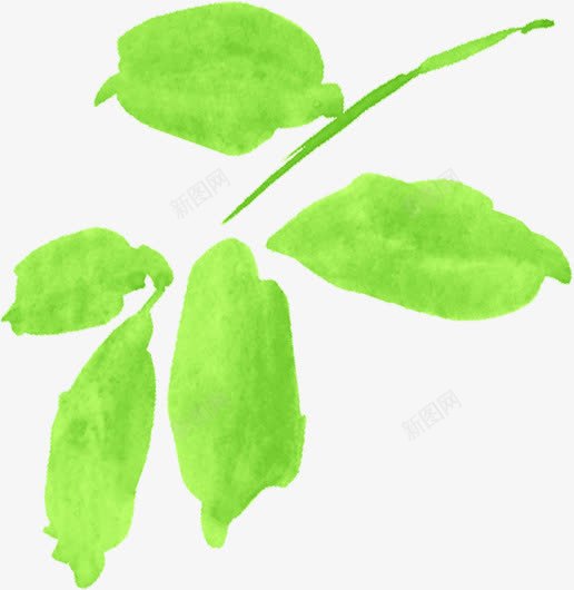 手绘清新水彩绿色树叶png免抠素材_新图网 https://ixintu.com 树叶 水彩 清新 绿色