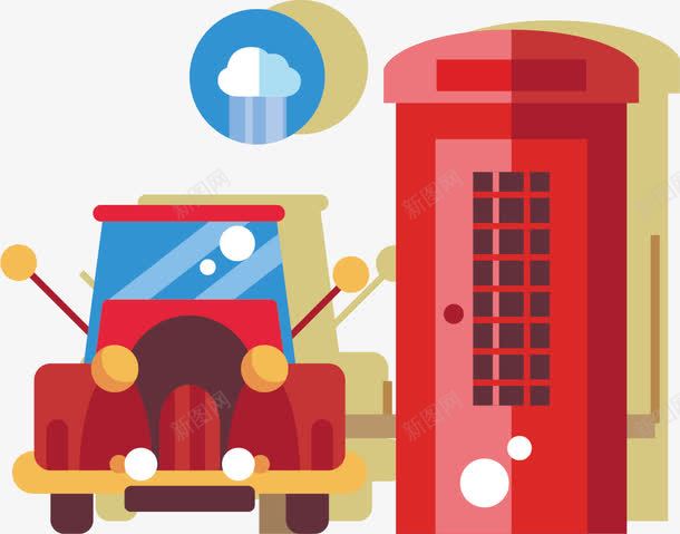 汽车与门png免抠素材_新图网 https://ixintu.com 卡通汽车 汽车 汽车插图 门前的汽车