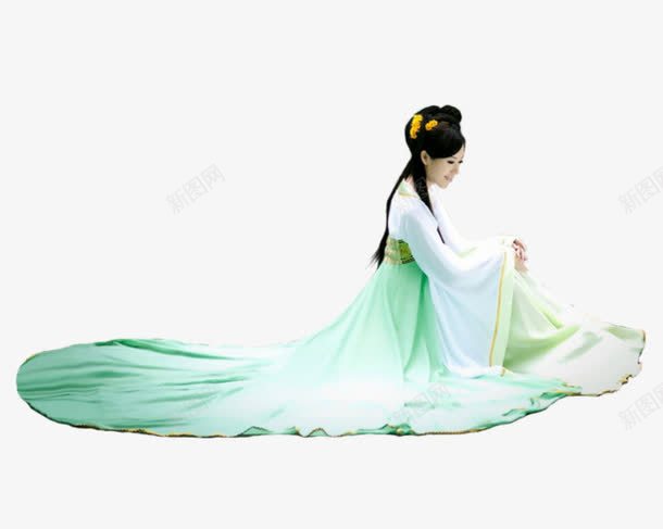 古典美女写真png免抠素材_新图网 https://ixintu.com PNG素材 写真 古典美女 绿色 美女