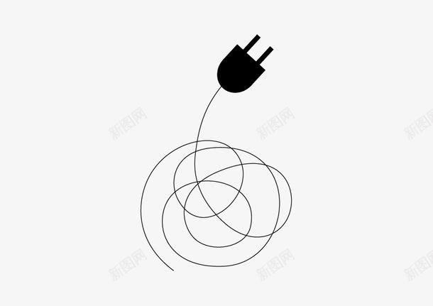 黑白线条插头图标png_新图网 https://ixintu.com 插头 简单 线条 黑白