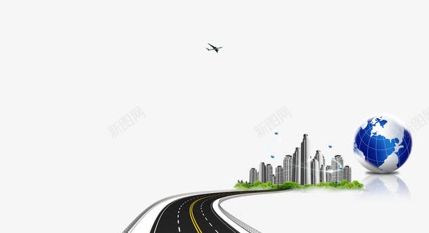 跑道png免抠素材_新图网 https://ixintu.com 地球 城市建筑 跑道