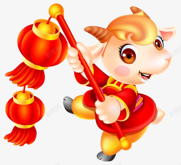 春节小羊灯笼png免抠素材_新图网 https://ixintu.com 小羊 春节 灯笼 节日 装饰