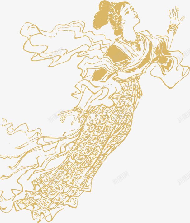 黄色手绘仙子花纹中秋png免抠素材_新图网 https://ixintu.com 中秋 仙子 花纹 黄色