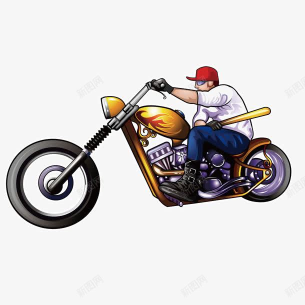 骑摩托车的青年png免抠素材_新图网 https://ixintu.com 卡通 摩托车 青年