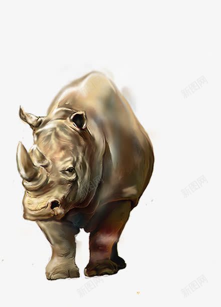 手绘犀牛动物海报png免抠素材_新图网 https://ixintu.com 动物 海报 犀牛