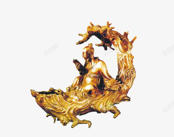 老者png免抠素材_新图网 https://ixintu.com 中国风 古典 看书 老者 金色