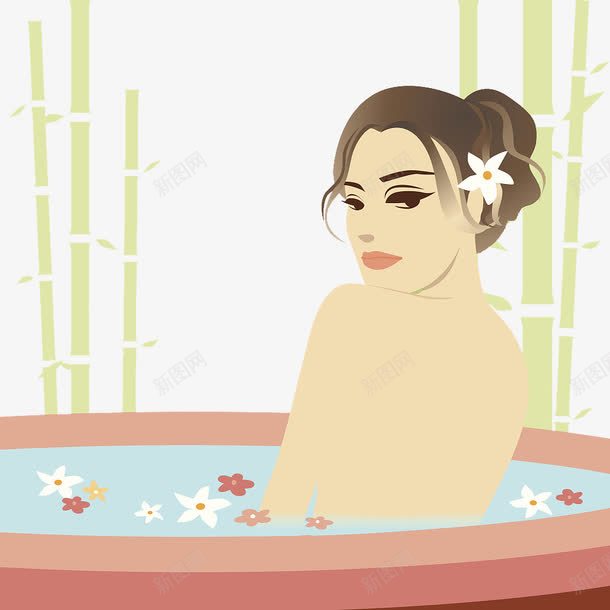 时尚插图美女水池泡花瓣浴png免抠素材_新图网 https://ixintu.com 时尚女孩插图 时尚插图 水池 泡澡 美女 美女泡澡 花瓣浴
