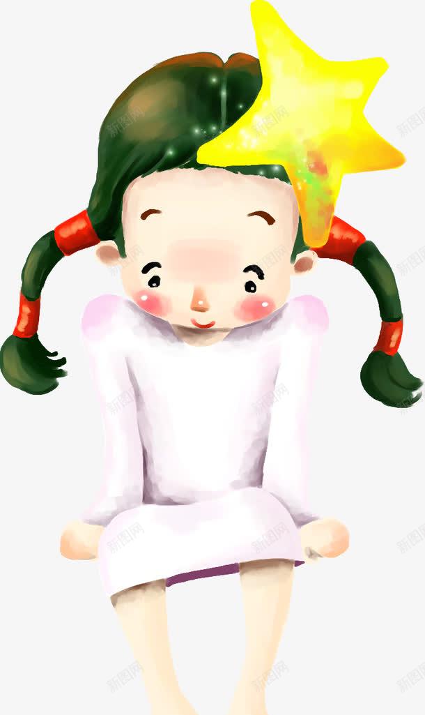 星星双马尾女孩手绘人物png免抠素材_新图网 https://ixintu.com 人物 女孩 星星 马尾