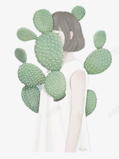 受伤的女孩png免抠素材_新图网 https://ixintu.com 仙人掌 受伤插画 受伤的女孩插画