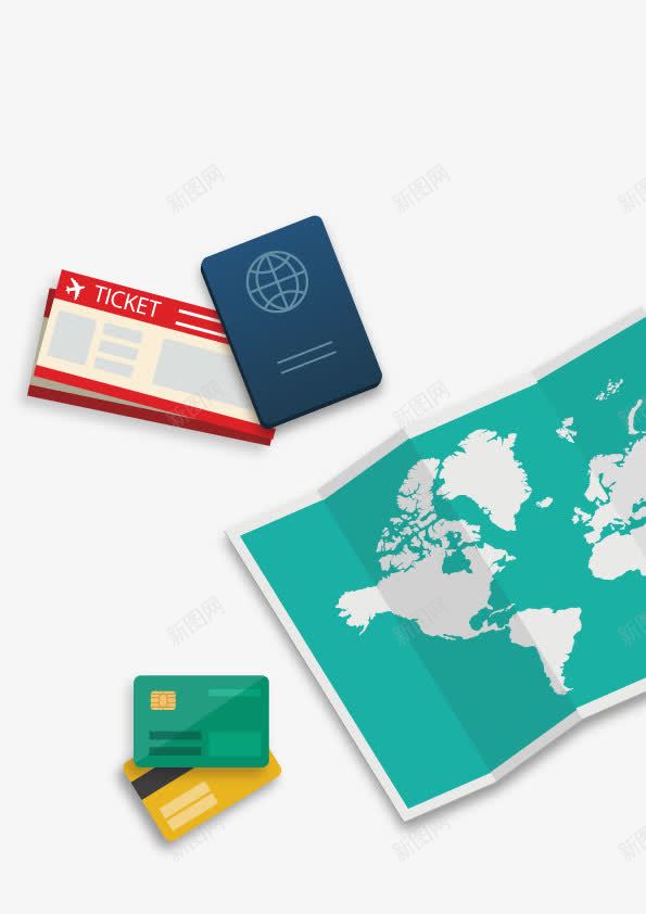 护照地图png免抠素材_新图网 https://ixintu.com 登机牌 高清