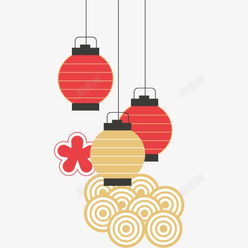 手绘灯笼png免抠素材_新图网 https://ixintu.com 彩色 手绘画 灯笼 矢量装饰 装饰