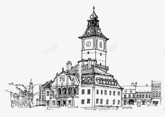 手绘漫画复古建筑png免抠素材_新图网 https://ixintu.com 古建筑手绘图 复古 建筑 漫画