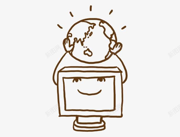 手绘形状png免抠素材_新图网 https://ixintu.com 地球 形状 手绘 水墨 电脑