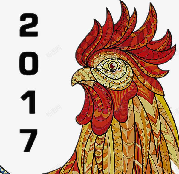 2017新年图标png_新图网 https://ixintu.com 手绘 金鸡头 阿拉伯数字 黑色字符