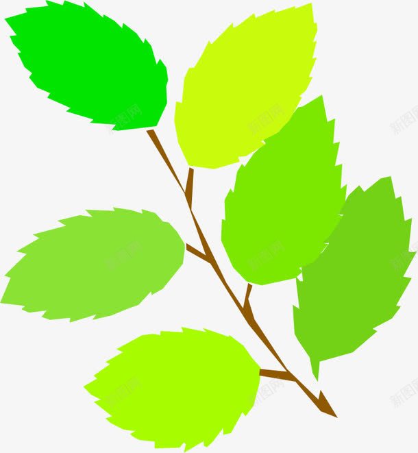 一支黄色绿色卡通树枝png免抠素材_新图网 https://ixintu.com 卡通 树枝 绿色卡通 黄色绿色