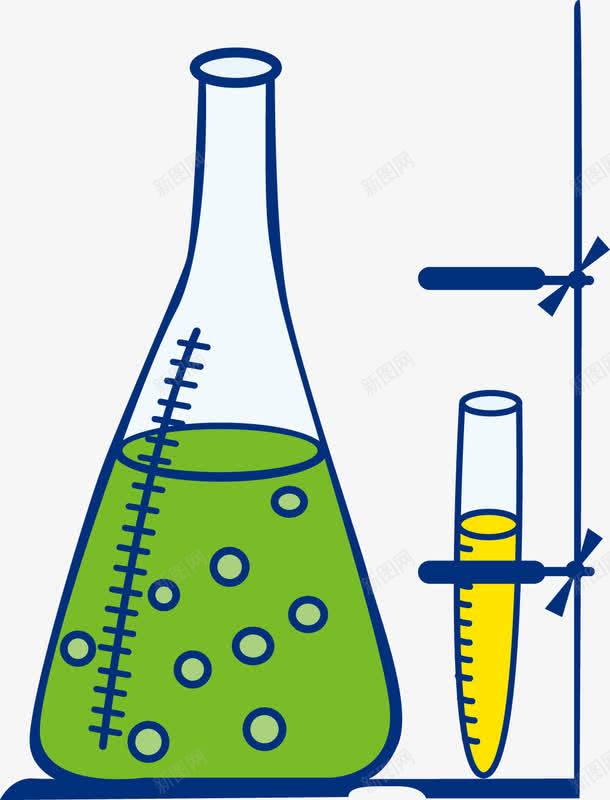 化学试管png免抠素材_新图网 https://ixintu.com 三角 化学用具 液体 玻璃 绿色的 试管 长形 黄色的