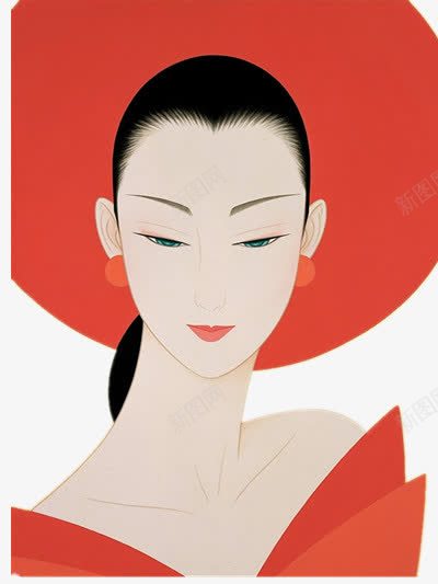 插画png免抠素材_新图网 https://ixintu.com 帽子 插画 摩登女孩 红色
