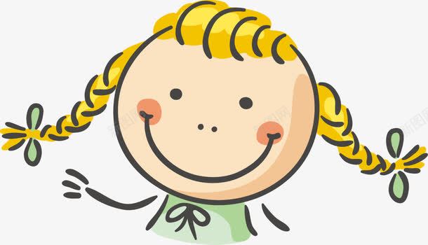麻花辫小女孩png免抠素材_新图网 https://ixintu.com 小女孩 手绘 麻花辫