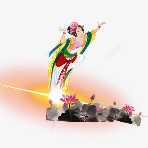嫦娥中秋元素png免抠素材_新图网 https://ixintu.com 中秋 元素 光效 奔月 嫦娥 节日元素 荷花